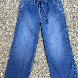 Girls who Abercrombie Kids Wide Leg Paperbag Waist Cropped Jeans Denim 9/10 EUC